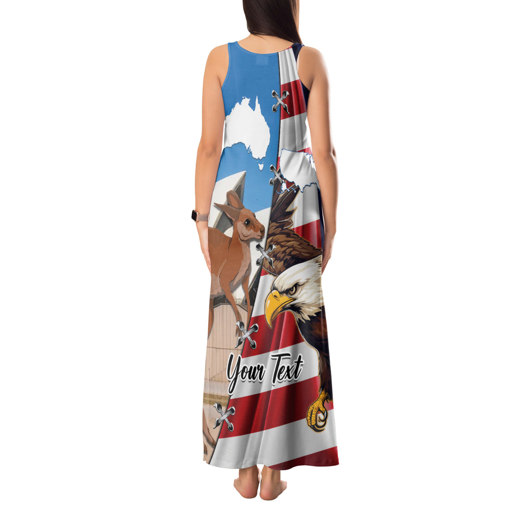 Personalised United States And Australia Tank Maxi Dress USA Eagle With Aussie Kangaroo