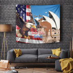Personalised United States And Australia Tapestry USA Eagle With Aussie Kangaroo
