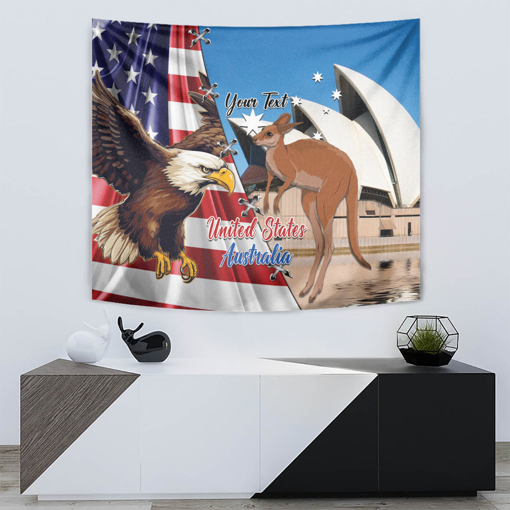 Personalised United States And Australia Tapestry USA Eagle With Aussie Kangaroo