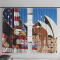 Personalised United States And Australia Window Curtain USA Eagle With Aussie Kangaroo