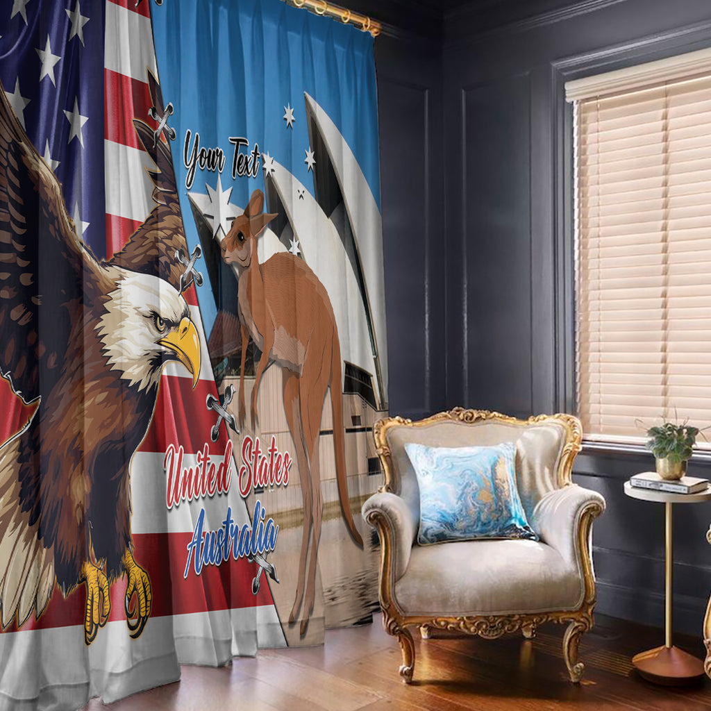 Personalised United States And Australia Window Curtain USA Eagle With Aussie Kangaroo