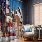 Personalised United States And Australia Window Curtain USA Eagle With Aussie Kangaroo