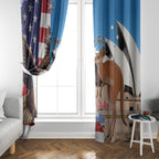 Personalised United States And Australia Window Curtain USA Eagle With Aussie Kangaroo