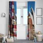 Personalised United States And Australia Window Curtain USA Eagle With Aussie Kangaroo