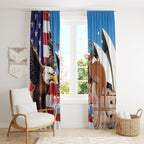Personalised United States And Australia Window Curtain USA Eagle With Aussie Kangaroo