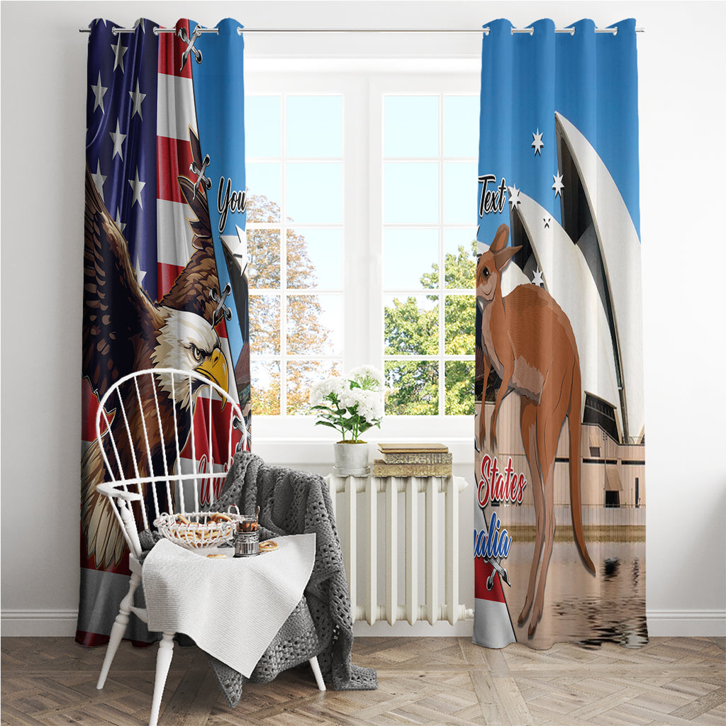Personalised United States And Australia Window Curtain USA Eagle With Aussie Kangaroo