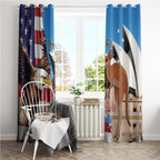 Personalised United States And Australia Window Curtain USA Eagle With Aussie Kangaroo