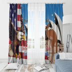 Personalised United States And Australia Window Curtain USA Eagle With Aussie Kangaroo