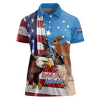 Personalised United States And Australia Women Polo Shirt USA Eagle With Aussie Kangaroo