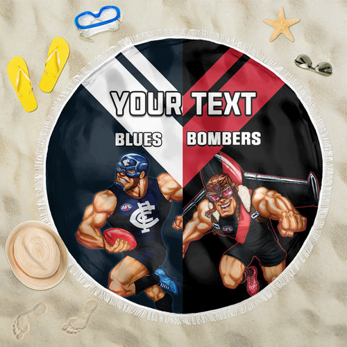 Custom Blues And Bombers Football Beach Blanket 2024 Together Sporty