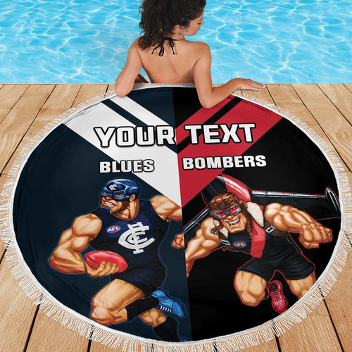 Custom Blues And Bombers Football Beach Blanket 2024 Together Sporty