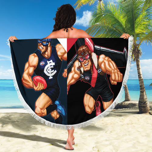 Custom Blues And Bombers Football Beach Blanket 2024 Together Sporty