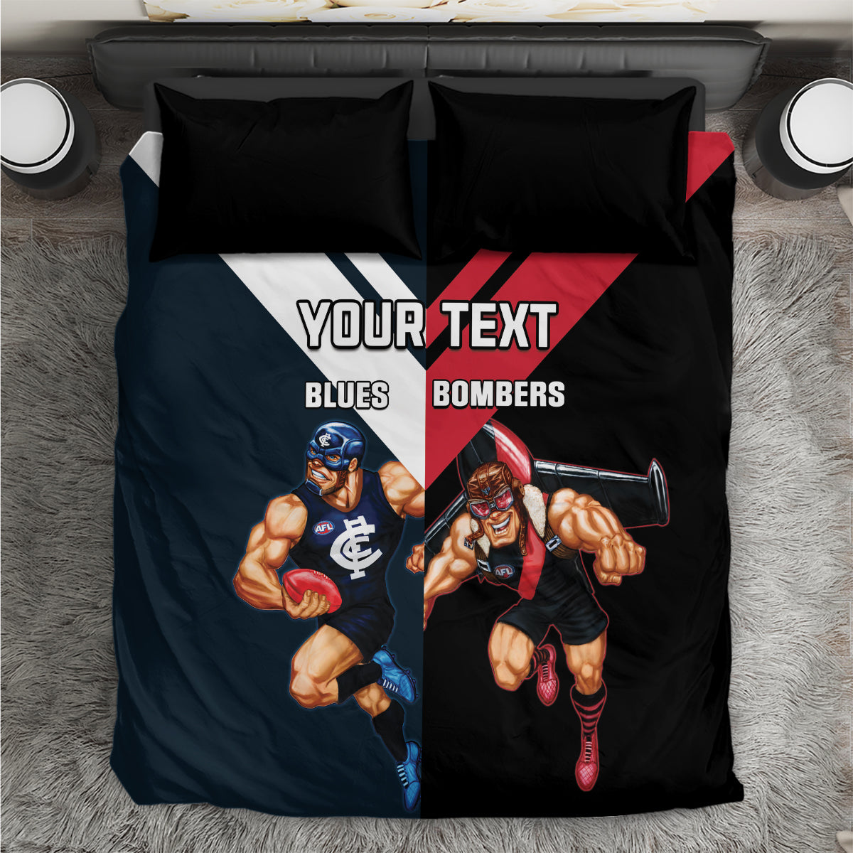 Custom Blues And Bombers Football Bedding Set 2024 Together Sporty