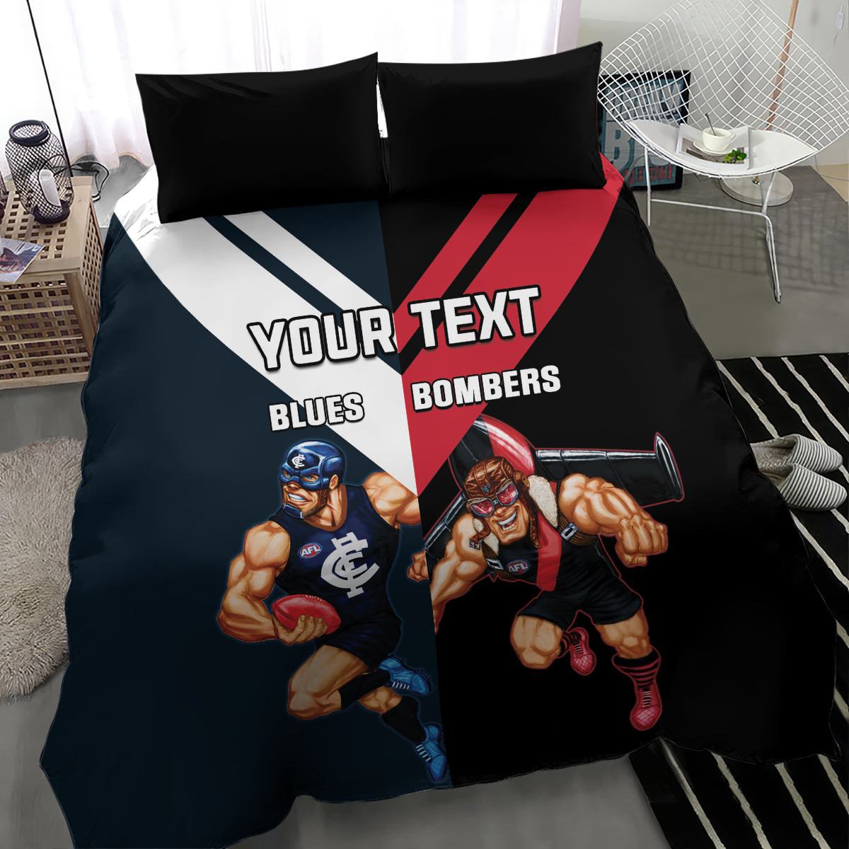 Custom Blues And Bombers Football Bedding Set 2024 Together Sporty