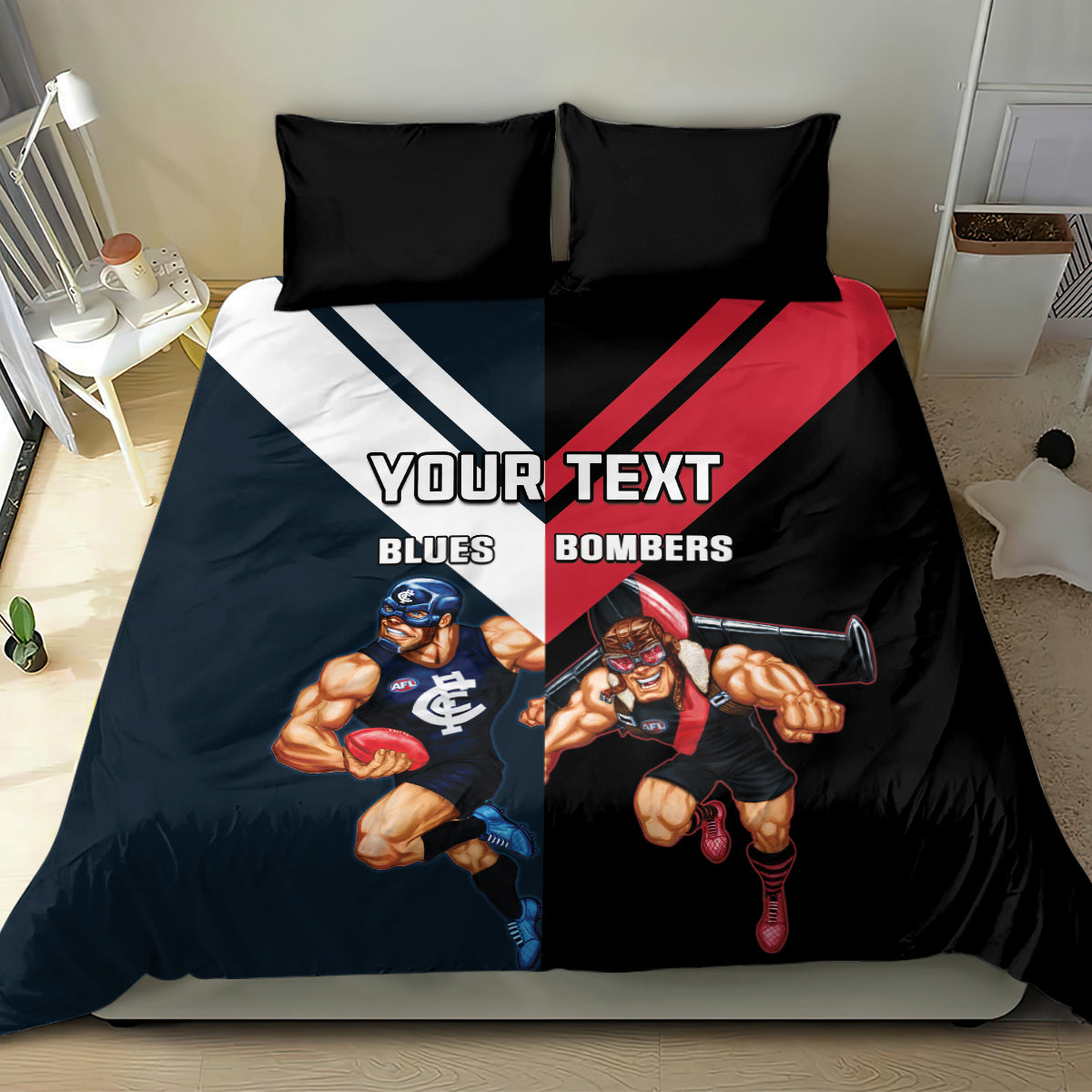 Custom Blues And Bombers Football Bedding Set 2024 Together Sporty
