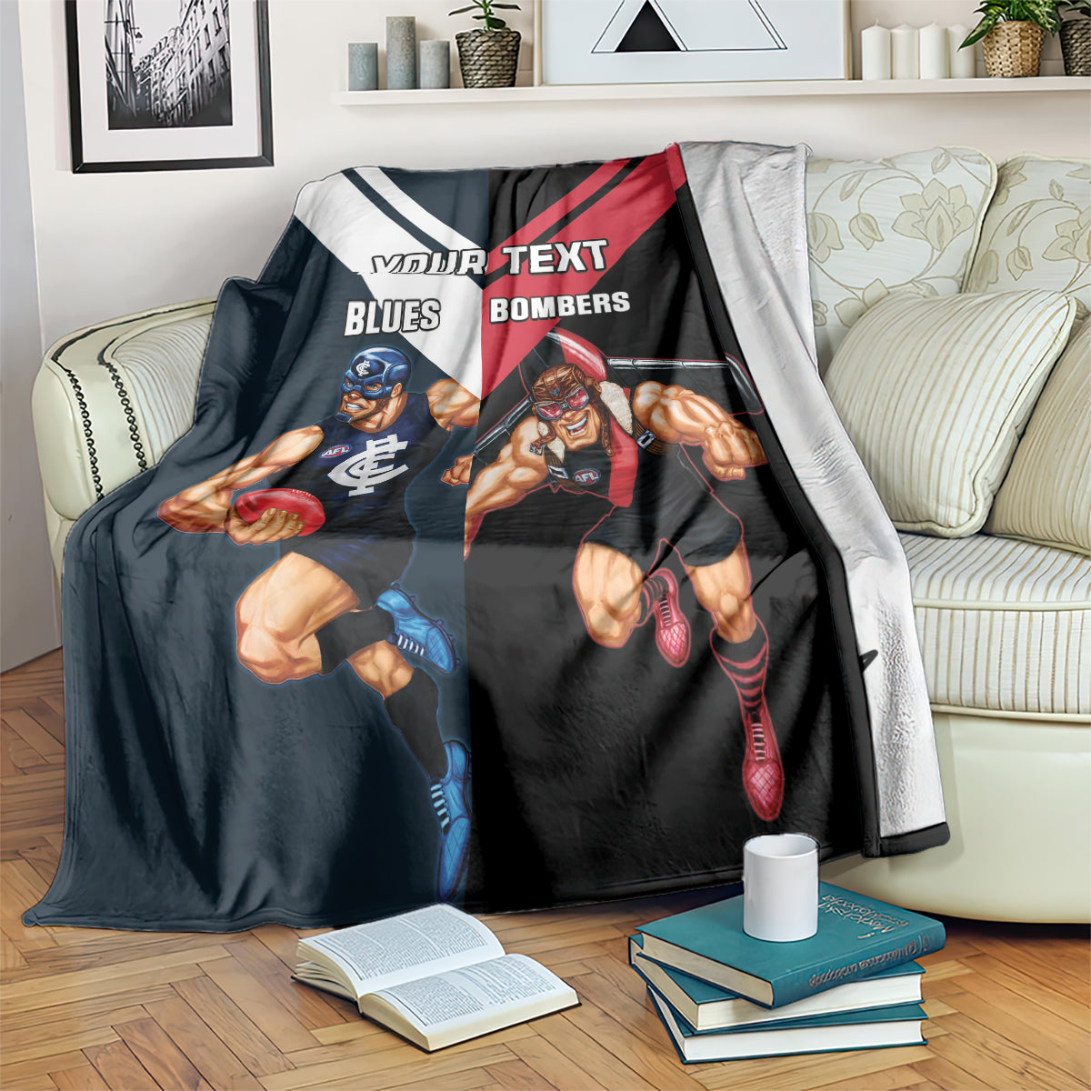 Custom Blues And Bombers Football Blanket 2024 Together Sporty