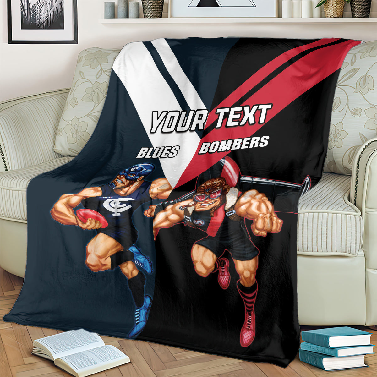 Custom Blues And Bombers Football Blanket 2024 Together Sporty
