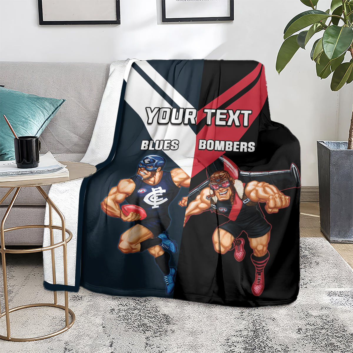 Custom Blues And Bombers Football Blanket 2024 Together Sporty