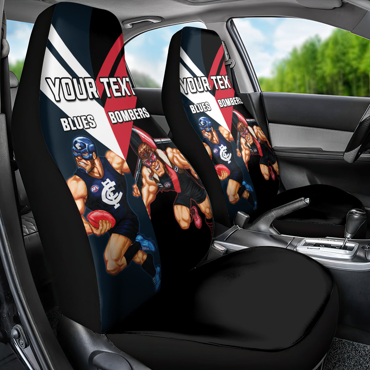 Custom Blues And Bombers Football Car Seat Cover 2024 Together Sporty