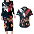 Custom Blues And Bombers Football Couples Matching Long Sleeve Bodycon Dress and Hawaiian Shirt 2024 Together Sporty