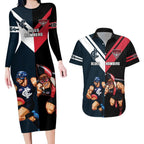 Custom Blues And Bombers Football Couples Matching Long Sleeve Bodycon Dress and Hawaiian Shirt 2024 Together Sporty
