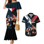 Custom Blues And Bombers Football Couples Matching Mermaid Dress and Hawaiian Shirt 2024 Together Sporty