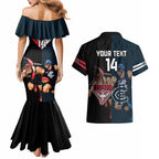 Custom Blues And Bombers Football Couples Matching Mermaid Dress and Hawaiian Shirt 2024 Together Sporty