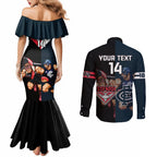 Custom Blues And Bombers Football Couples Matching Mermaid Dress and Long Sleeve Button Shirt 2024 Together Sporty