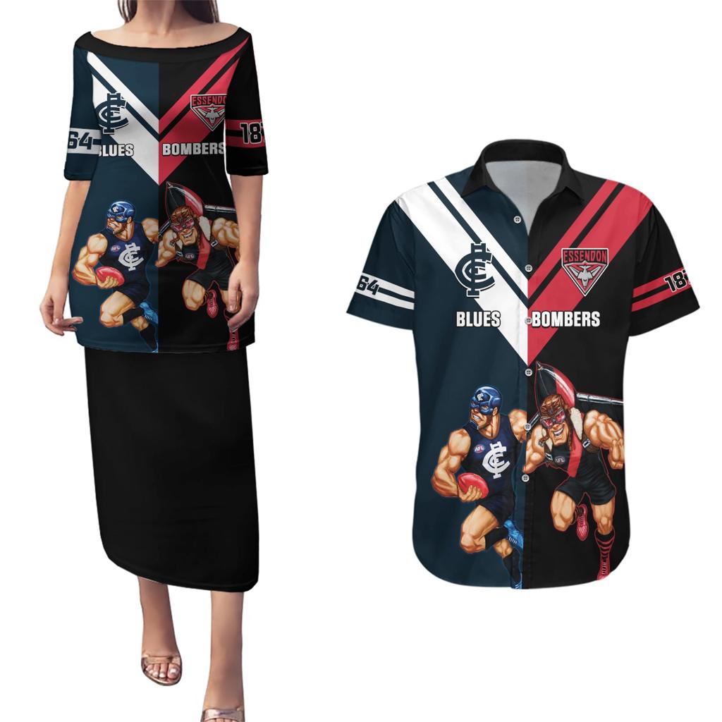 Custom Blues And Bombers Football Couples Matching Puletasi and Hawaiian Shirt 2024 Together Sporty