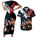 Custom Blues And Bombers Football Couples Matching Short Sleeve Bodycon Dress and Hawaiian Shirt 2024 Together Sporty