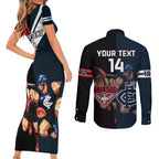 Custom Blues And Bombers Football Couples Matching Short Sleeve Bodycon Dress and Long Sleeve Button Shirt 2024 Together Sporty