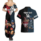 Custom Blues And Bombers Football Couples Matching Summer Maxi Dress and Hawaiian Shirt 2024 Together Sporty