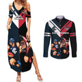 Custom Blues And Bombers Football Couples Matching Summer Maxi Dress and Long Sleeve Button Shirt 2024 Together Sporty
