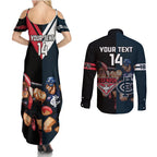 Custom Blues And Bombers Football Couples Matching Summer Maxi Dress and Long Sleeve Button Shirt 2024 Together Sporty