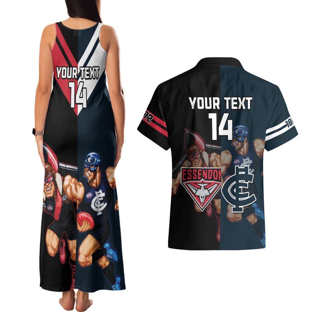 Custom Blues And Bombers Football Couples Matching Tank Maxi Dress and Hawaiian Shirt 2024 Together Sporty