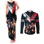Custom Blues And Bombers Football Couples Matching Tank Maxi Dress and Long Sleeve Button Shirt 2024 Together Sporty