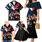 Custom Blues And Bombers Football Family Matching Mermaid Dress and Hawaiian Shirt 2024 Together Sporty