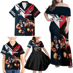 Custom Blues And Bombers Football Family Matching Off Shoulder Maxi Dress and Hawaiian Shirt 2024 Together Sporty