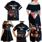 Custom Blues And Bombers Football Family Matching Off Shoulder Maxi Dress and Hawaiian Shirt 2024 Together Sporty