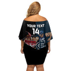 Custom Blues And Bombers Football Family Matching Off Shoulder Short Dress and Hawaiian Shirt 2024 Together Sporty