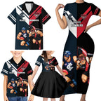 Custom Blues And Bombers Football Family Matching Short Sleeve Bodycon Dress and Hawaiian Shirt 2024 Together Sporty