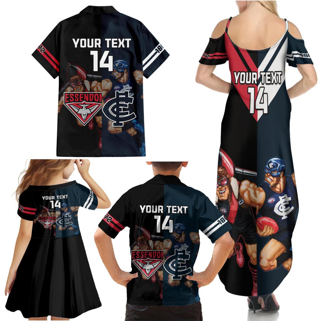 Custom Blues And Bombers Football Family Matching Summer Maxi Dress and Hawaiian Shirt 2024 Together Sporty