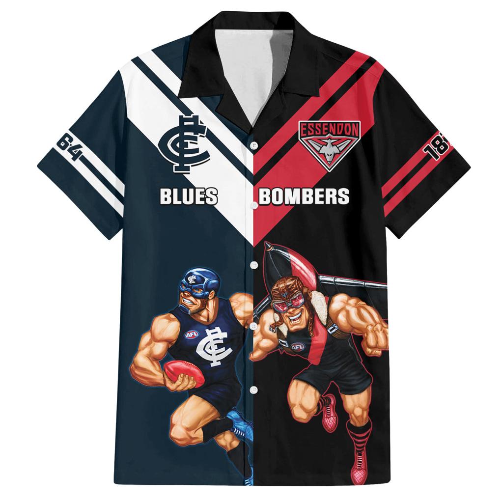 Custom Blues And Bombers Football Family Matching Summer Maxi Dress and Hawaiian Shirt 2024 Together Sporty