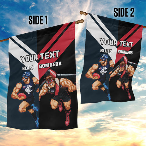 Custom Blues And Bombers Football Garden Flag 2024 Together Sporty
