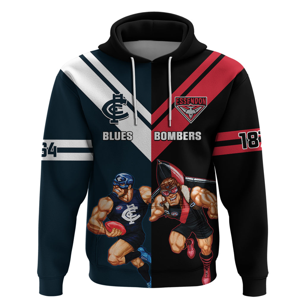 Custom Blues And Bombers Football Hoodie 2024 Together Sporty