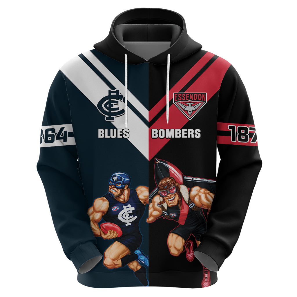Custom Blues And Bombers Football Hoodie 2024 Together Sporty