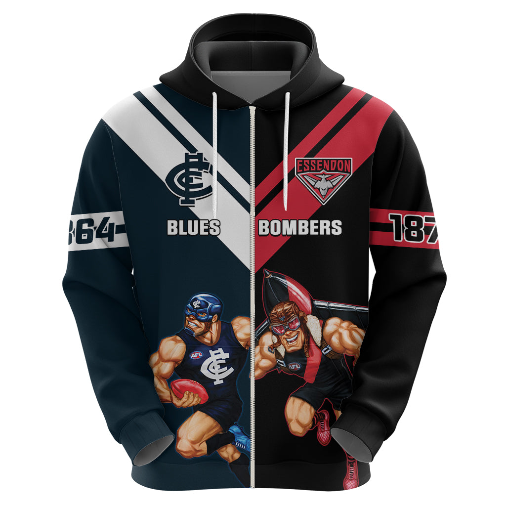 Custom Blues And Bombers Football Hoodie 2024 Together Sporty