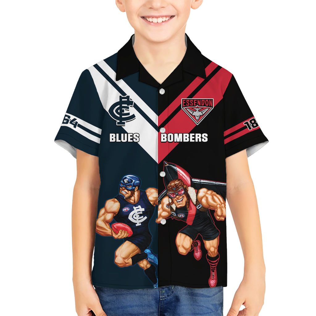 Custom Blues And Bombers Football Kid Hawaiian Shirt 2024 Together Sporty