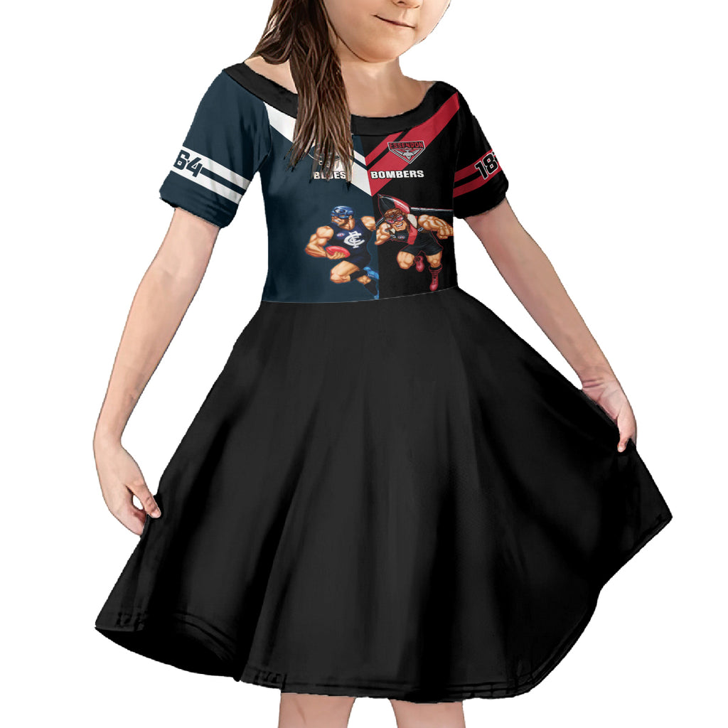 Custom Blues And Bombers Football Kid Short Sleeve Dress 2024 Together Sporty