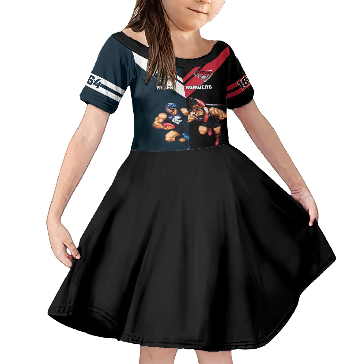 Custom Blues And Bombers Football Kid Short Sleeve Dress 2024 Together Sporty